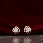 DIAMOND HALO HEXA STUDS - 18K JEWELLERY