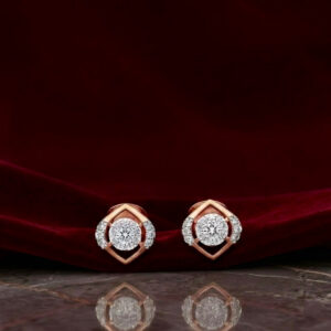 DIAMOND HALO HEXA STUDS - 18K JEWELLERY