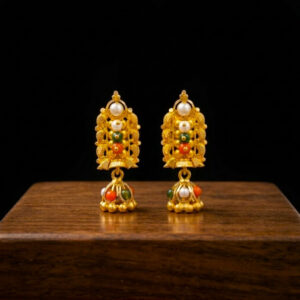 ANTIQUE MULTI-BEAD GOLD JHUMKA - 22K JEWELLERY