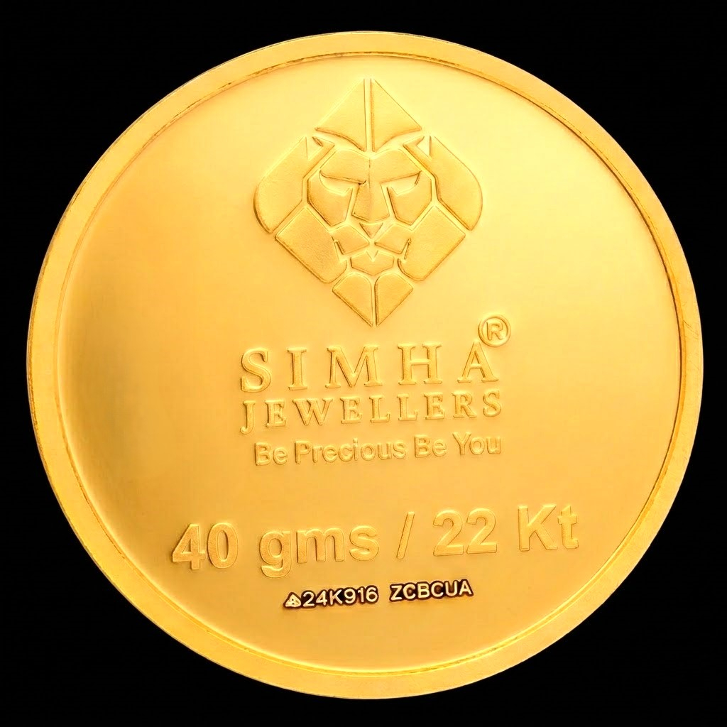 SIMHA 22K (916.7) 40GM GOLD COIN SIMHA 22K (916.7) 40GM GOLD COIN