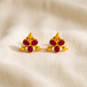 PINK AURA GOLD STUDS- 22K JEWELLERY