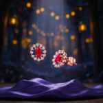 CRIMSON BLOSSOM HALO DIAMOND STUDS - 18K JEWELLERY