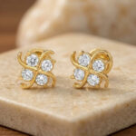 GOLDEN CLOVER SPARK STUDS - 22K JEWELLERY