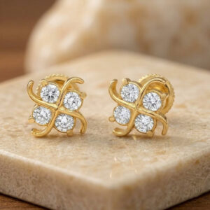 GOLDEN CLOVER SPARK STUDS - 22K JEWELLERY
