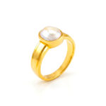 MOON AURA PEARL MEN'S GOLD RING - 22K JEWELLERY