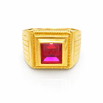 ROYAL CRIMSON MEN'S GOLD RING - 22K JEWELLERY