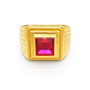 ROYAL CRIMSON MEN'S GOLD RING - 22K JEWELLERY