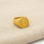 L- MONOGRAM MEN'S GOLD RING - 22K JEWELLERY