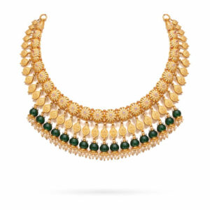 Gold 22kt Necklace with Natural Green Stones