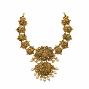 PEARL GRACE TEMPLE GOLD NECKLACE - 22K JEWELLERY