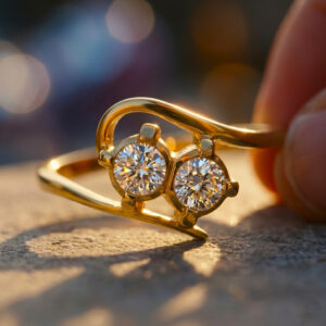 DOUBLE CHARM GOLD RING - 22K JEWELLERY