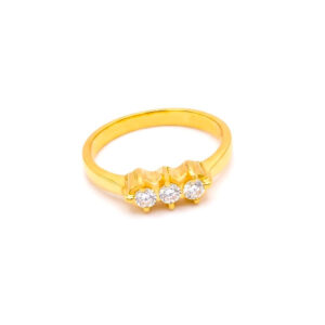 RADIANT THREE STONE GOLD RING - 22K JEWELLERY