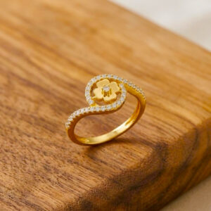FLORAL S-CURVED GOLD RING - 22K JEWELLERY