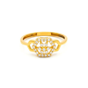 RADIANT HEX CHARM GOLD RING - 22K JEWELLERY