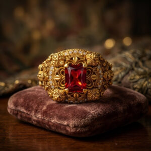 IMPERIAL RED MEN'S GOLD RING - 22K JEWELLERY