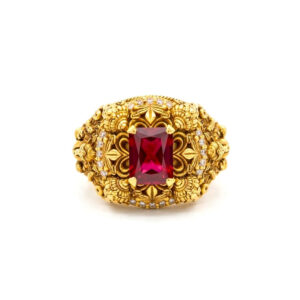 IMPERIAL RED MEN'S GOLD RING - 22K JEWELLERY