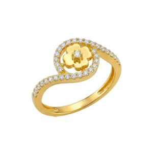 FLORAL S-CURVED GOLD RING - 22K JEWELLERY