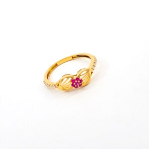PINK BLOSSOM LEAF GOLD RING - 22K JEWELLERY