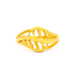 ELEGANT LEAF CURVE GOLD RING - 22K JEWELLERY