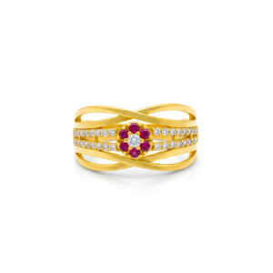 PINK BLOSSOM INFINITY GOLD RING - 22K JEWELLERY