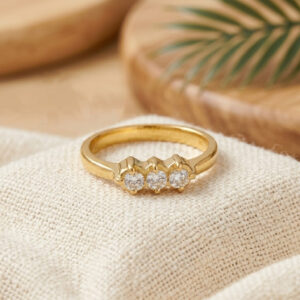 RADIANT THREE STONE GOLD RING - 22K JEWELLERY