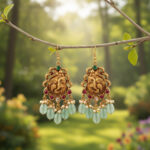 AQUA DROP TEMPLE GOLD EARRINGS - 22K JEWELLERY