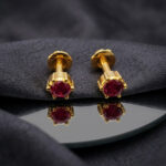 PINK AURA GOLD STUDS - 22K JEWELLERY