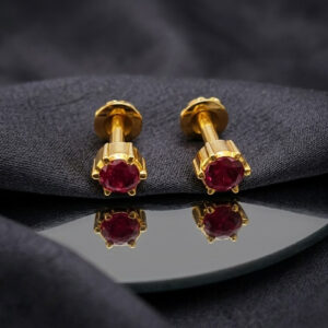 PINK AURA GOLD STUDS - 22K JEWELLERY