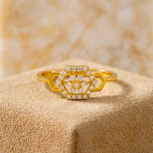 RADIANT HEX CHARM GOLD RING - 22K JEWELLERY