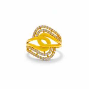GOLDEN SWIRL CZ GOLD RING - 22K JEWELLERY