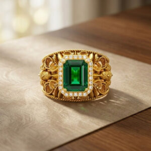 AURELIA GREEN HALO MEN'S GOLD RING - 22K JEWELLERY