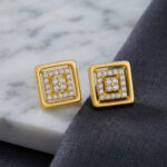 LUMINARA SQUARE GOLD EARRINGS - 22K JEWELLERY