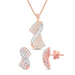 TWISTED SPARKLE DIAMOND PENDANT SET - 18K JEWELLERY