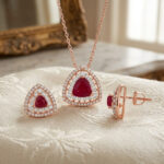 CRIMSON MESH DIAMOND PENDANT SET - 18K JEWELLERY