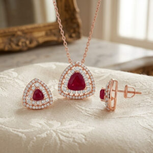 CRIMSON MESH DIAMOND PENDANT SET - 18K JEWELLERY