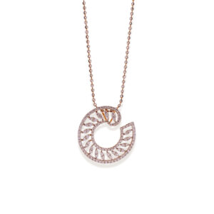 Diamond Curl Pendant with Chain - 18K Jewellery