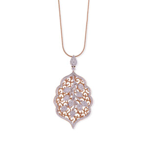 Leaf Whisper Diamond Pendant with Chain - 18K Jewellery