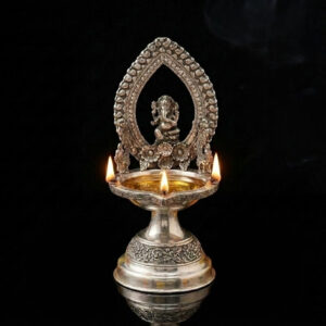 MAYURPATRA GANESH SILVER DIYA - 925 STERLING SILVER