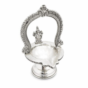 DIVINE ARCH GANAPATI SILVER DIYA - 925 STERLING SILVER
