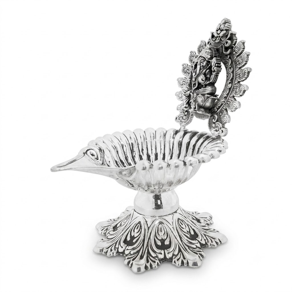 SHUBH GANESH JYOT SILVER DIYA - 925 STERLING SILVER SHUBH GANESH JYOT SILVER DIYA - 925 STERLING SILVER