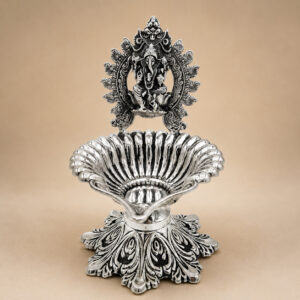 SHUBH GANESH JYOT SILVER DIYA - 925 STERLING SILVER
