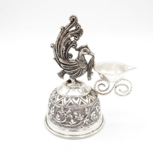 MAYUR JYOTI DEEP SILVER DIYA - 925 STERLING SILVER