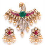 REGAL BIRD MOTIF PEARL SILVER PENDANT SET | BUY ONLINE INDIA