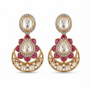 CHANDRIKA PINK DROP SILVER EARRINGS | BUY ONLINE INDIA