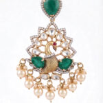 DIVINE MAYURA GREEN SILVER PENDANT SET | BUY ONLINE INDIA