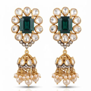 TARA GREEN DROP SILVER JHUMKA | BUY ONLINE INDIA