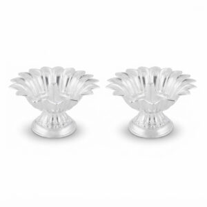 FLORAL SILVER DIYA PAIR - 925 STERLING SILVER