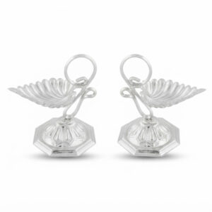 SILVER LEAF DIYA PAIR - 925 STERLING SILVER