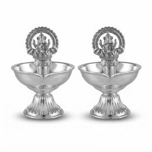 DIVINE GANESHA SILVER DIYA PAIR - 925 STERLING SILVER