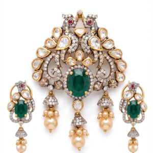 TWIN BIRD PEARL SILVER PENDANT SET| BUY ONLINE INDIA